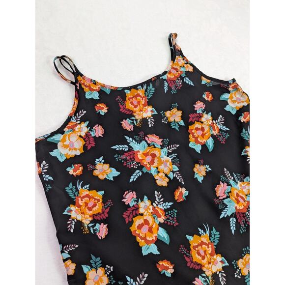 Pink Rose Vintage Large Faux Wrap Tank w/Vibrant Floral Print - Picture 7 of 10